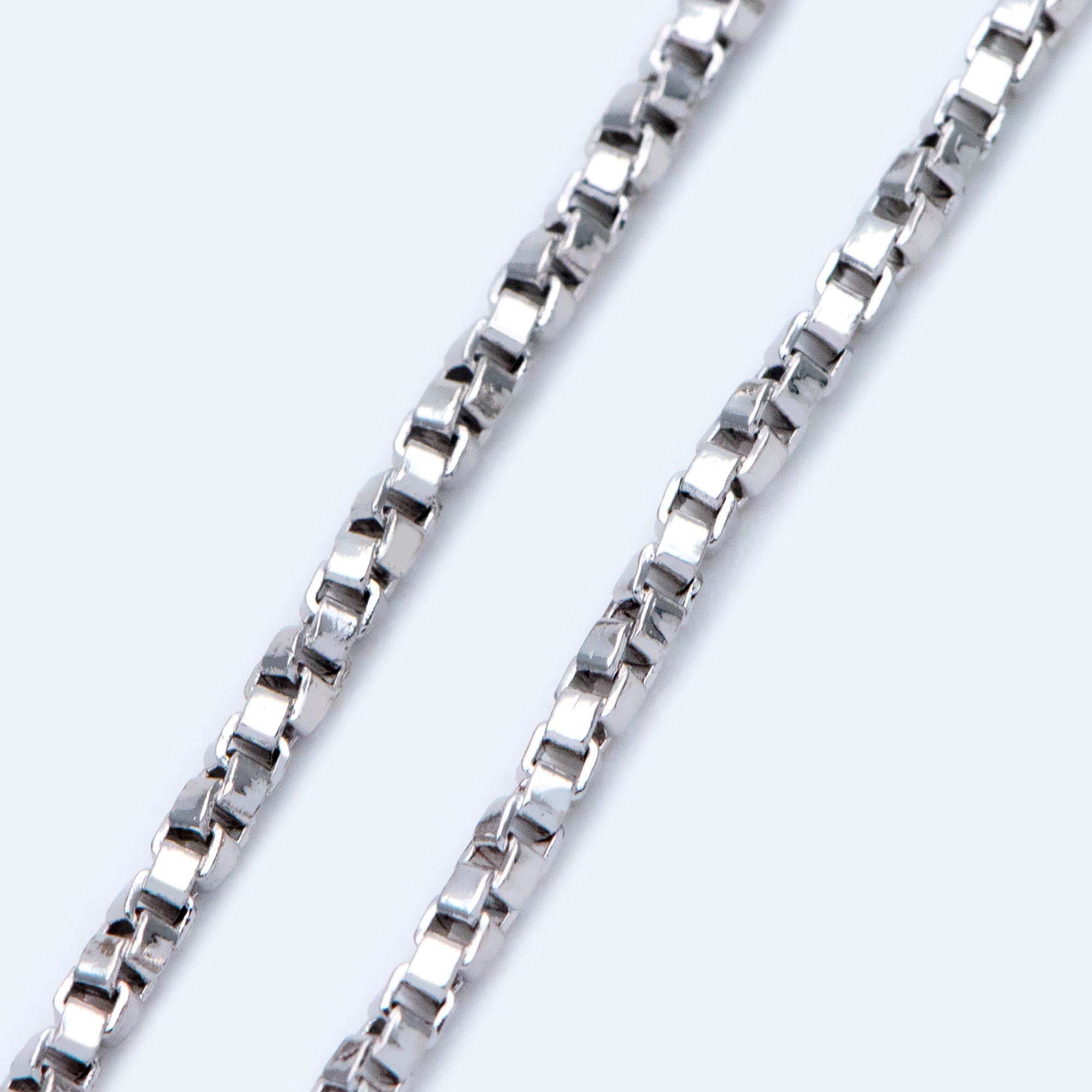 Gold/ Silver Tone Twisted Box Chains 1.8mm, Gold/ Rhodium plated Brass Box Chain Wholesale (#LK-234)/ 1 Meter=3.3 ft